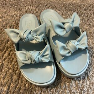 Light Blue Knotted Slide Sandals Sz 9 Shu shop